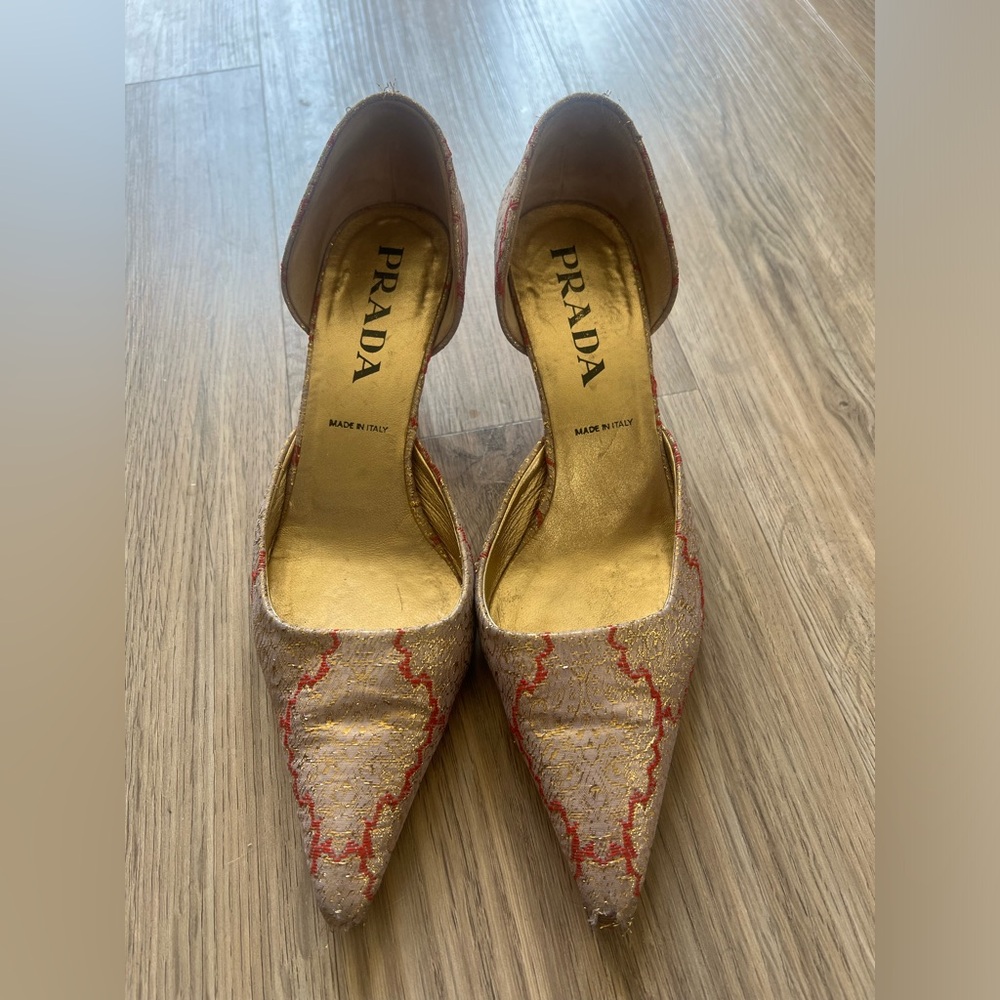 Prada Woven Glitter Pump
